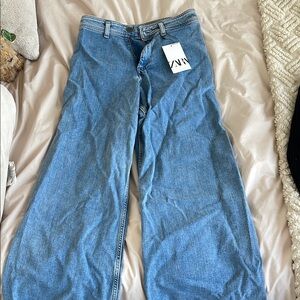 Zara Denim Wide-Leg Pants